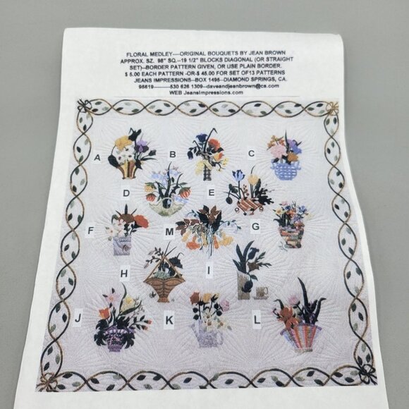 Floral Medley Quilt Block Pattern Set Jean Brown 13 Patterns 20